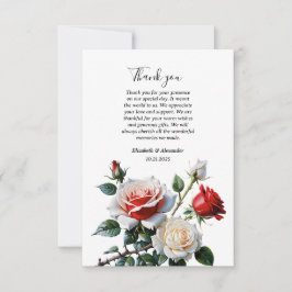 Tarjeta De Agradecimiento boda floral rosas rojas blancas de color rosa boni