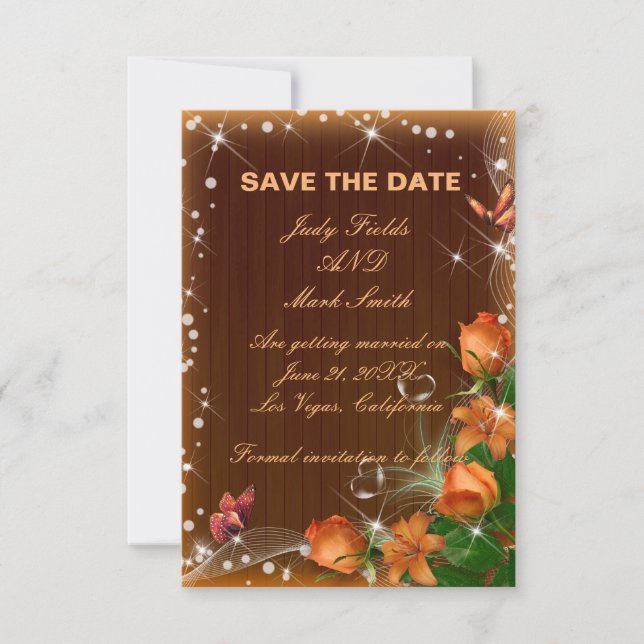 Tarjeta De Agradecimiento Boda floral Rustica De Madera Oscura Ahorra La Tar (Anverso)