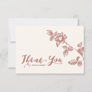 Tarjeta De Agradecimiento Boda floral rústico cálido Rosa caprichoso