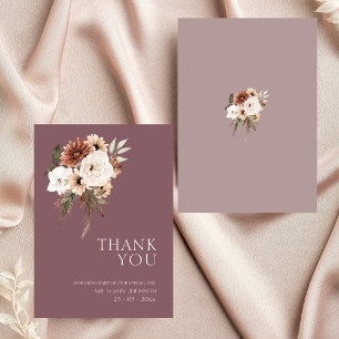 Tarjeta De Agradecimiento Boda floral rustico morado y morado
