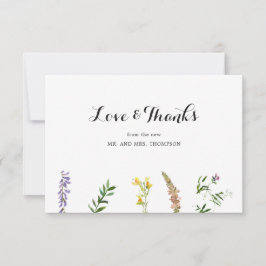 Tarjeta De Agradecimiento Boda Floral Silvestre Boho Rústica y Elegante