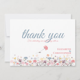 Tarjeta De Agradecimiento Boda floral silvestre con acuarela