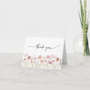Tarjeta De Agradecimiento Boda floral silvestre terrosa neutral