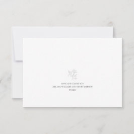 Tarjeta De Agradecimiento Boda floral simple gris y blanco