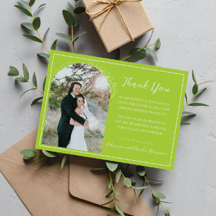 Tarjeta De Agradecimiento Boda Floral Simplicidad 1 Verde Chartreuse