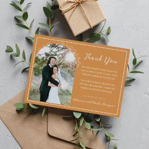 Tarjeta De Agradecimiento Boda Floral Simplicidad Albaricoque Naranja 1