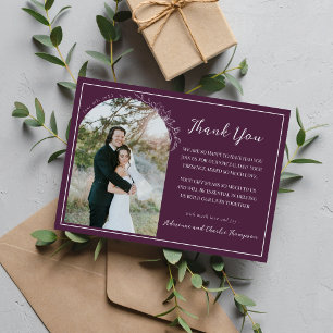 Tarjeta De Agradecimiento Boda Floral Simplicity 1 Ciruela Púrpura
