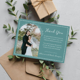 Tarjeta De Agradecimiento Boda Floral Simplicity 1 Huevo de Pato Teal