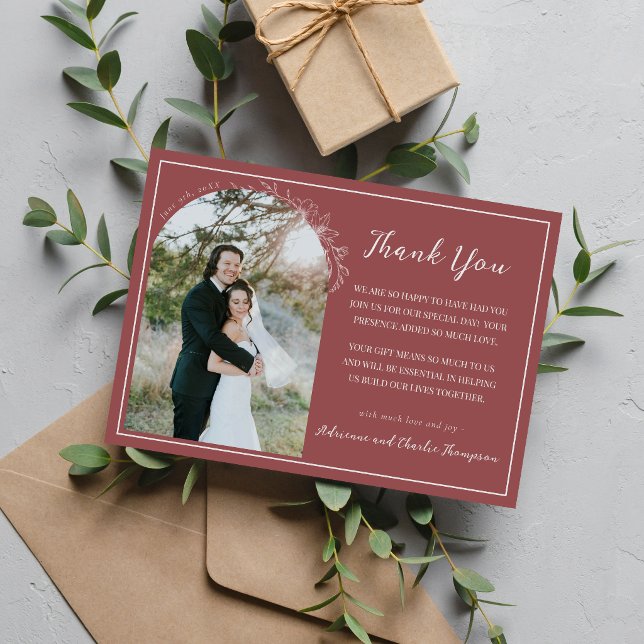 Tarjeta De Agradecimiento Boda Floral Simplicity 1 Marsala (Subido por el creador)