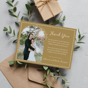 Tarjeta De Agradecimiento Boda Floral Simplicity 1 Roble Dorado