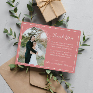 Tarjeta De Agradecimiento Boda Floral Simplicity 1 Rosa Polvo