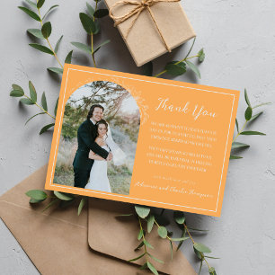 Tarjeta De Agradecimiento Boda Floral Simplicity 1 Sorbet Naranja