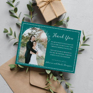 Tarjeta De Agradecimiento Boda Floral Simplicity 1 Verde Acuático