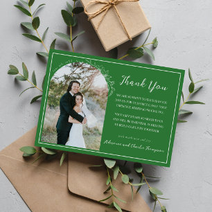 Tarjeta De Agradecimiento Boda Floral Simplicity 1 Verde Pradera