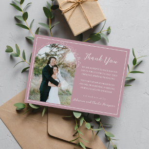 Tarjeta De Agradecimiento Boda Floral Simplicity 1 Vintage Mauve