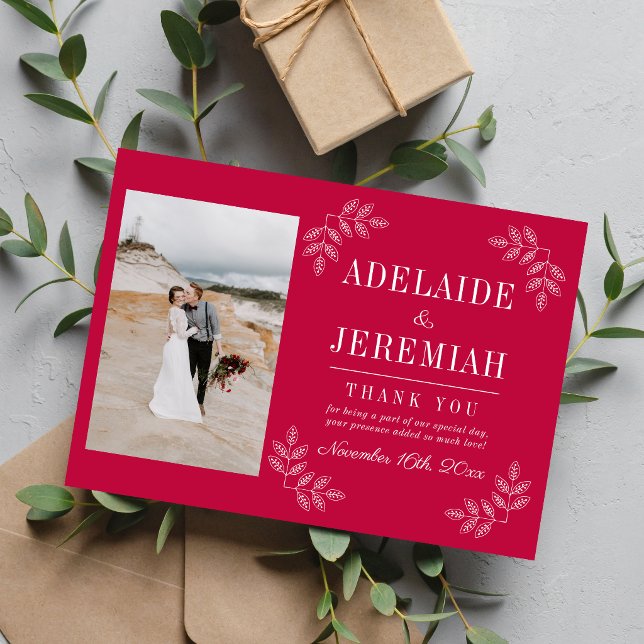 Tarjeta De Agradecimiento Boda Floral Simplicity 2 Frambuesa (Subido por el creador)