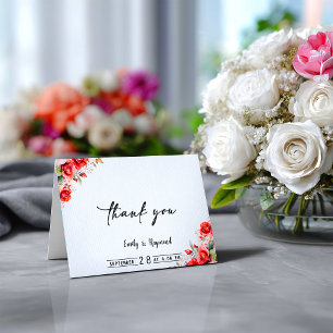 Tarjeta De Agradecimiento Boda Floral Terracota Rosa Burdeos