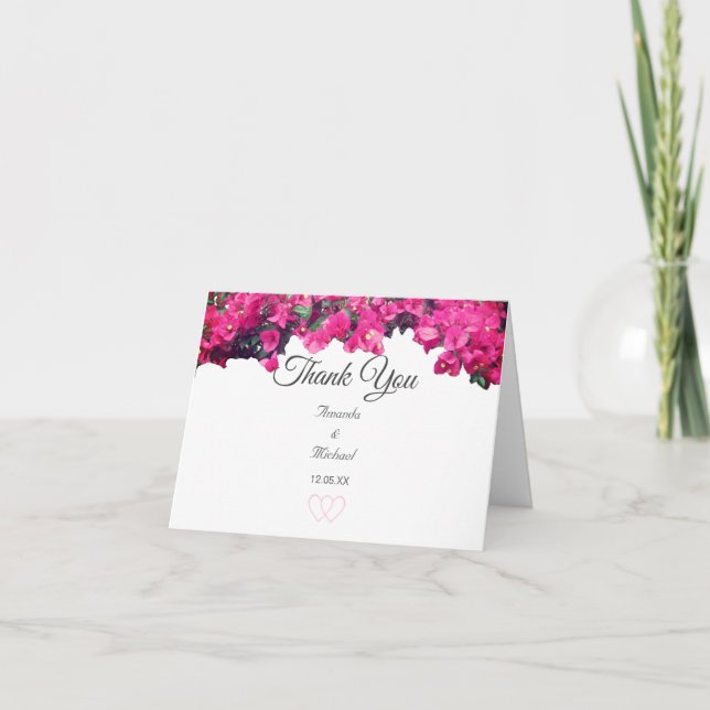 Tarjeta De Agradecimiento Boda floral tropical (Anverso)