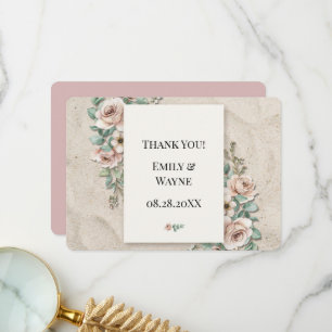 Tarjeta De Agradecimiento Boda floral verde de salvia blanca lijada