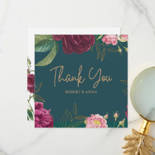 Tarjeta De Agradecimiento Boda floral verde esmeralda
