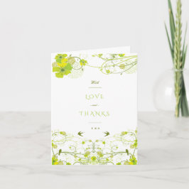 Tarjeta De Agradecimiento Boda Floral Verde Hibiscus Swirls