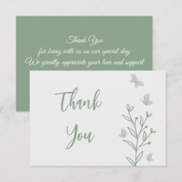 Tarjeta De Agradecimiento Boda floral verde salado simple