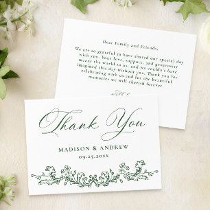 Tarjeta De Agradecimiento Boda floral victoriana verde elegante