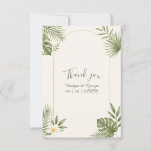 Tarjeta De Agradecimiento Boda Floral Vintage Arco Verde Sage Hawaii 