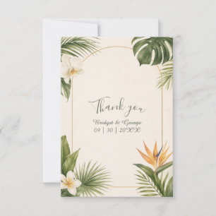 Tarjeta De Agradecimiento Boda Floral Vintage Hawaii Ave del Paraíso