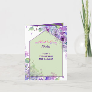 Tarjeta De Agradecimiento Boda Floral Violeta Saludos Deseosos De Felicidade