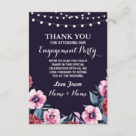 Tarjeta de agradecimiento Boda Flores Azul Marino 