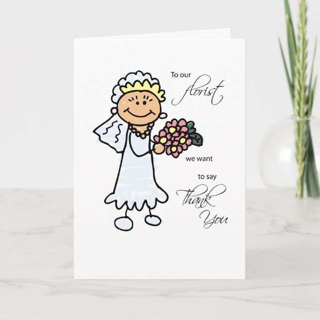 Tarjeta De Agradecimiento Boda Florist, Gracias, Novia de Palos (Anverso)