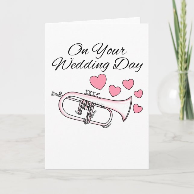 Tarjeta De Agradecimiento Boda Flugelhorn Card Horn Player Brass Músico (Anverso)