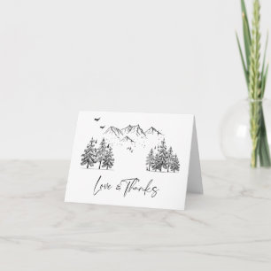 Tarjeta De Agradecimiento Boda Forestal de las Montañas Dibujadas a Mano