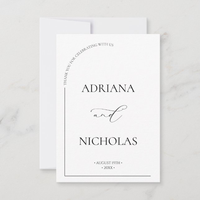 Tarjeta De Agradecimiento Boda Formal Arco Simple (Anverso)