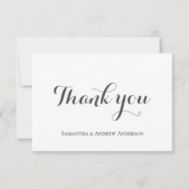 Tarjeta De Agradecimiento Boda Formal Clásica Elegante Gris Blanco Script