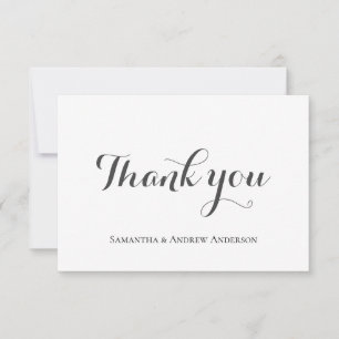 Tarjeta De Agradecimiento Boda Formal Clásica Elegante Gris Blanco Script