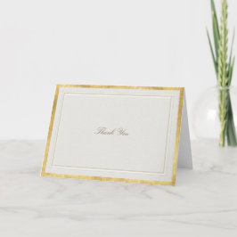 Tarjeta De Agradecimiento Boda Formal Clásica Moderna en Écrú con Dorado Fal