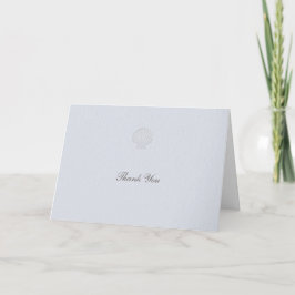 Tarjeta De Agradecimiento Boda Formal Elegante Azul Concha Náutica Costera