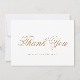 Tarjeta De Agradecimiento Boda Formal Elegante de Oro Tradicional