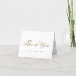 Tarjeta De Agradecimiento Boda Formal Elegante Oro Tradicional