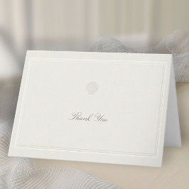 Tarjeta De Agradecimiento Boda Formal Náutica de Conchas Marinas Crema