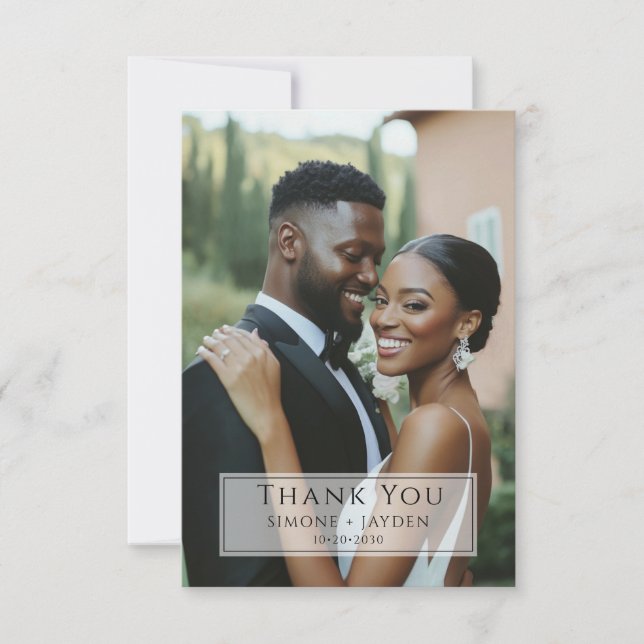 Tarjeta De Agradecimiento Boda Foto afroamericana Gracias (Anverso)