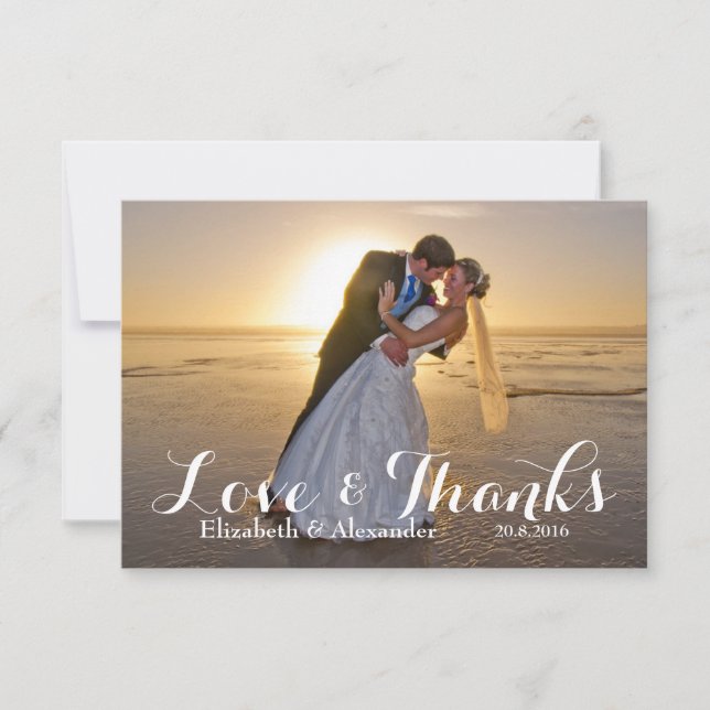 Tarjeta De Agradecimiento Boda Foto amor Gracias (Anverso)