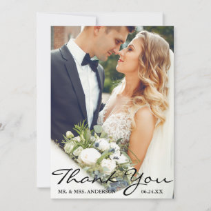 Tarjeta De Agradecimiento Boda Foto Bride Groom Script Gracias