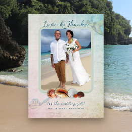 Tarjeta De Agradecimiento Boda Foto: conchas de playa de tortugas marinas