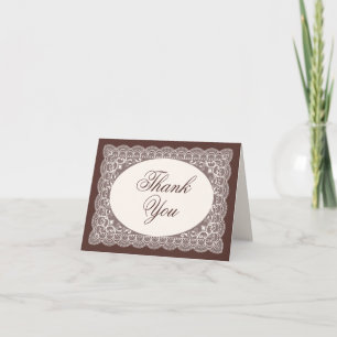 Tarjeta De Agradecimiento Boda Foto Elegante Café con Encaje Vintage