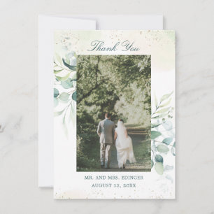 Tarjeta De Agradecimiento Boda Foto Eucalipto Elegante Vegetación