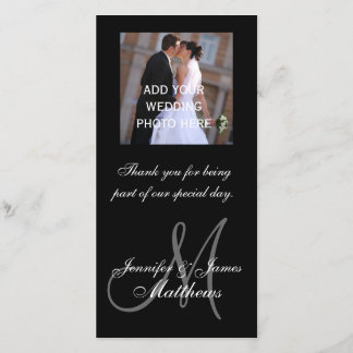 Tarjeta De Agradecimiento Boda Foto Gracias Mensajes Nombres de Monograma