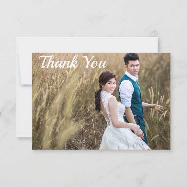 Tarjeta De Agradecimiento Boda Foto Gracias Personalizado De Doble Lado (Anverso)